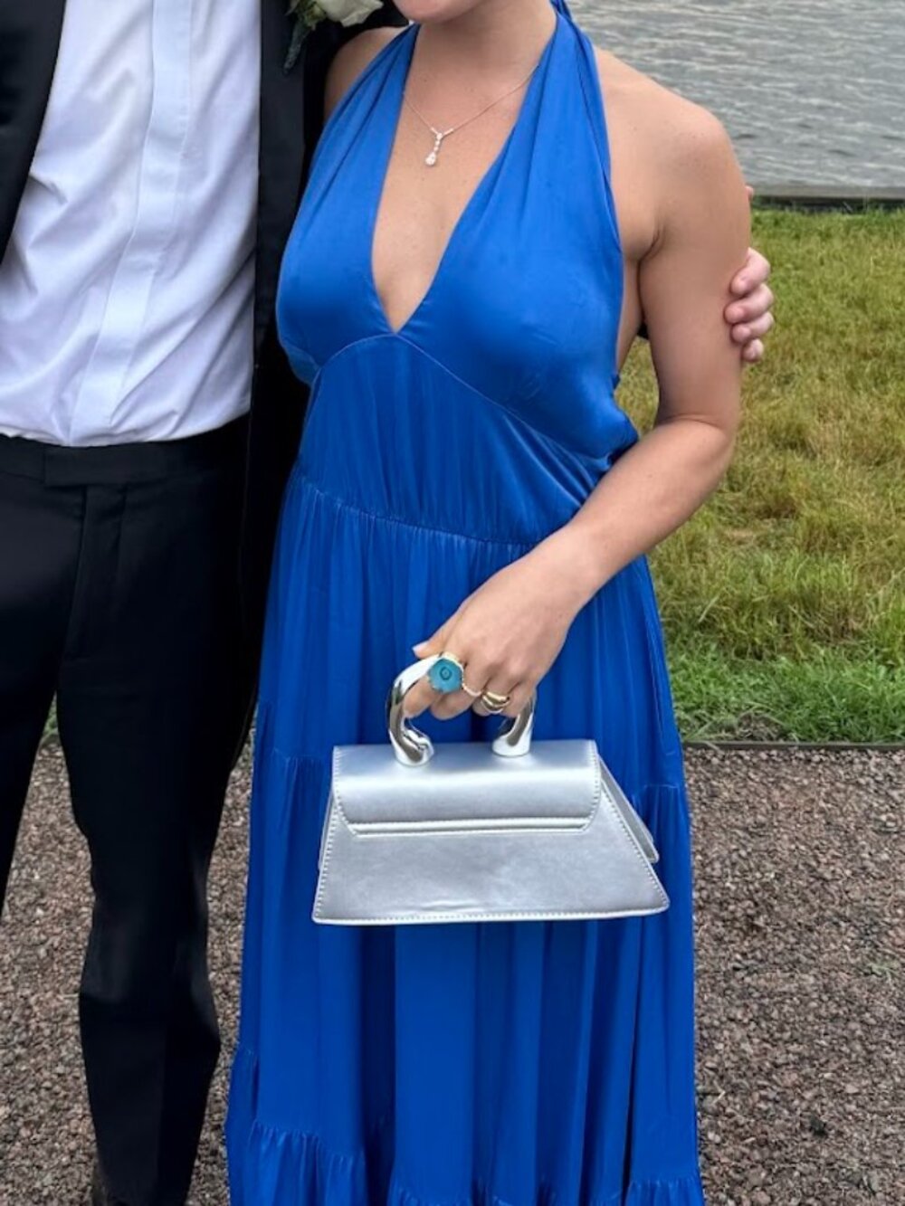 Blue Flowy Backless Dress (Halter Dress)